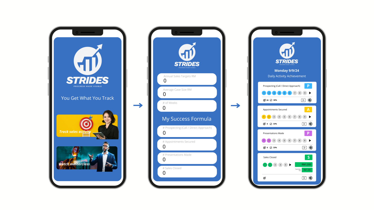 Strides app screens